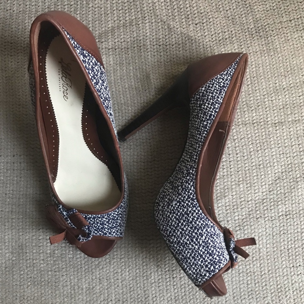 Brown & Dark Blue Pumps By Lela Rose.